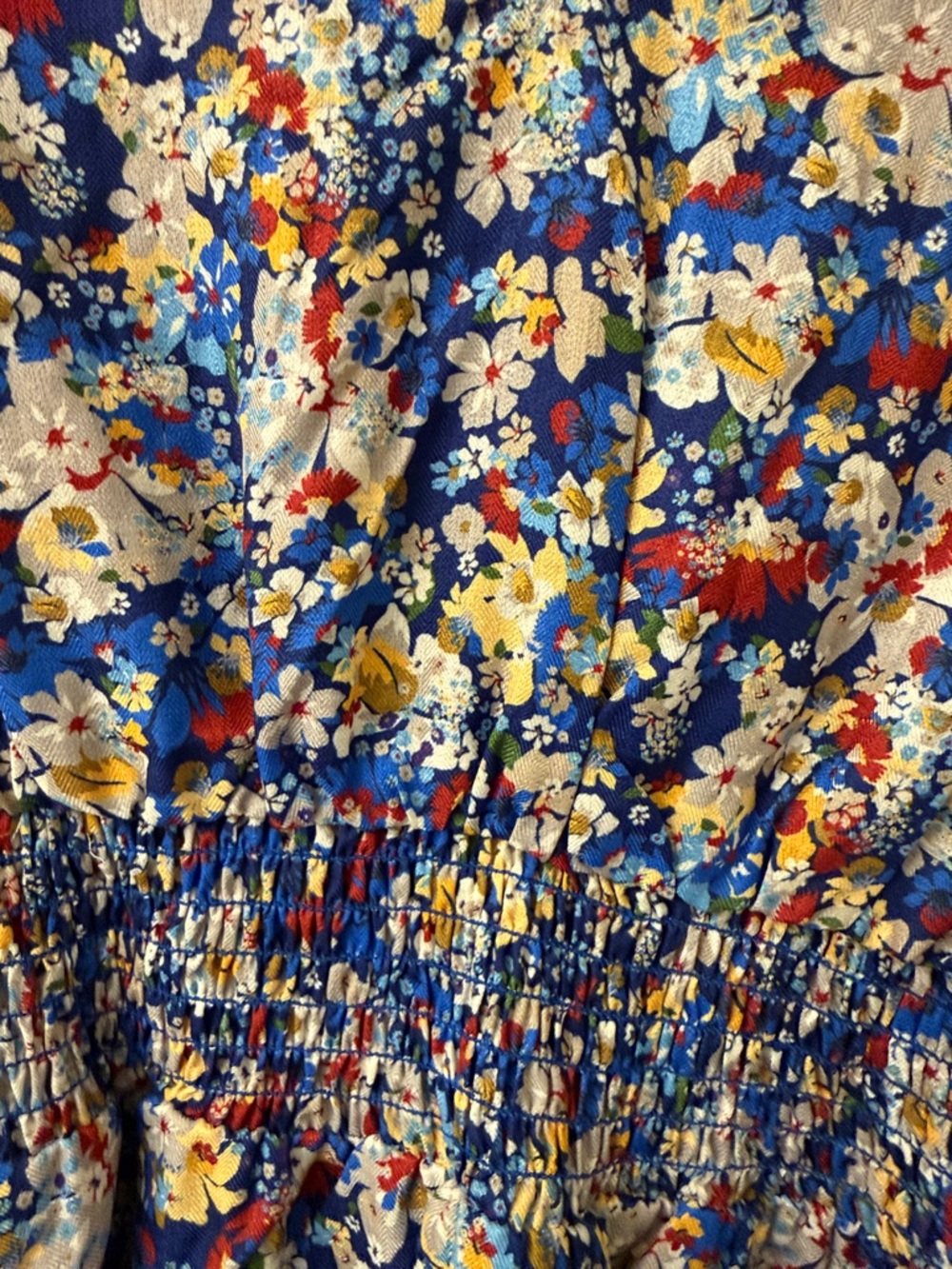 NSR - Blue Floral Long Sleeve Smocked Waist Dress - XS - like new - Picture 3 of 7